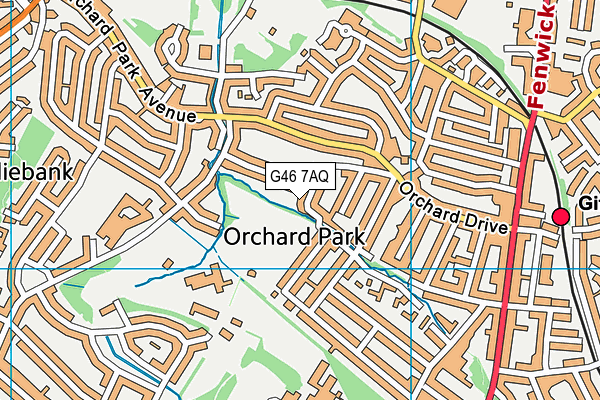 G46 7AQ map - OS VectorMap District (Ordnance Survey)