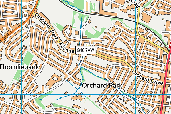 G46 7AW map - OS VectorMap District (Ordnance Survey)