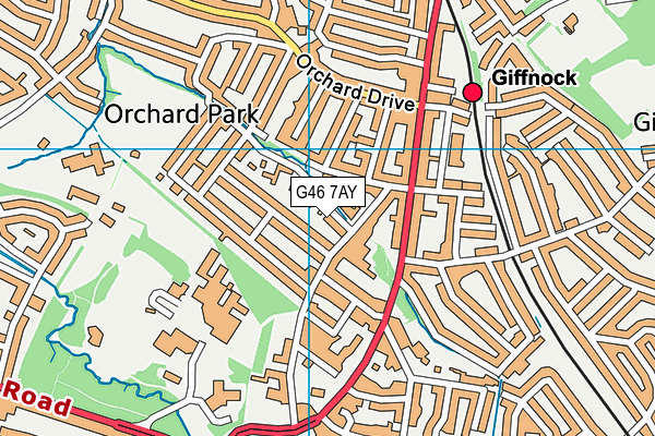 G46 7AY map - OS VectorMap District (Ordnance Survey)