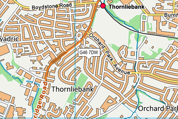 G46 7DW map - OS VectorMap District (Ordnance Survey)