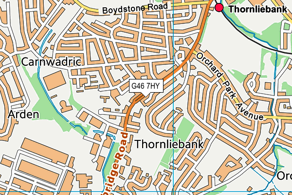 G46 7HY map - OS VectorMap District (Ordnance Survey)