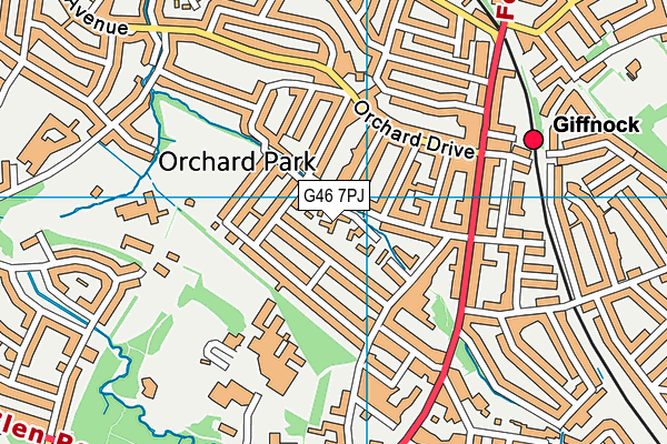 G46 7PJ map - OS VectorMap District (Ordnance Survey)