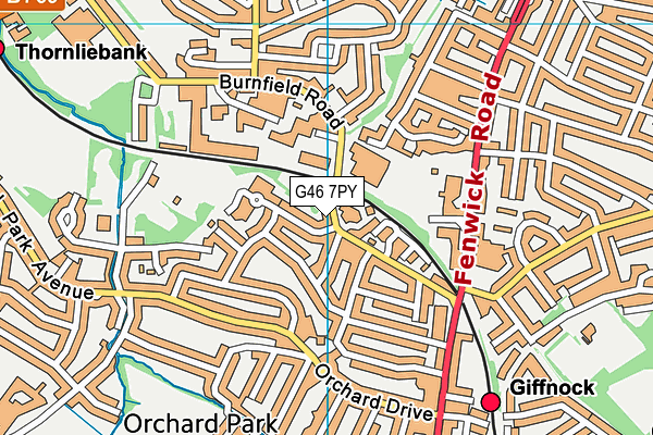 G46 7PY map - OS VectorMap District (Ordnance Survey)