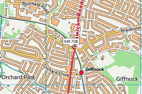 G46 7QB map - OS VectorMap District (Ordnance Survey)