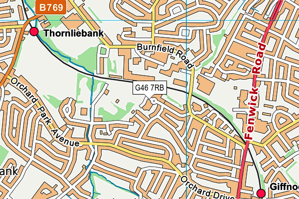 G46 7RB map - OS VectorMap District (Ordnance Survey)