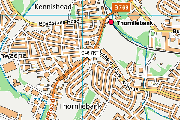 G46 7RT map - OS VectorMap District (Ordnance Survey)