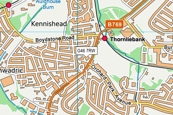 G46 7RW map - OS VectorMap District (Ordnance Survey)