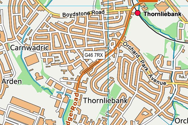 G46 7RX map - OS VectorMap District (Ordnance Survey)