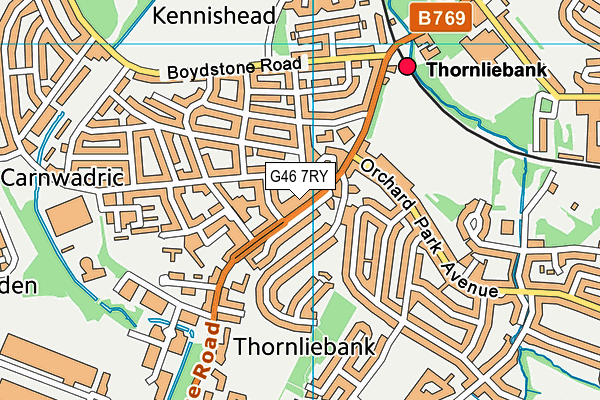 G46 7RY map - OS VectorMap District (Ordnance Survey)