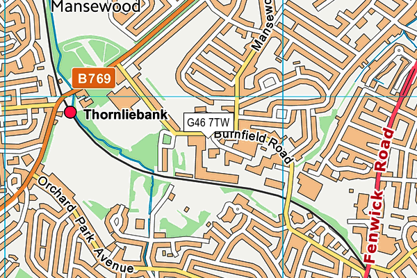 G46 7TW map - OS VectorMap District (Ordnance Survey)