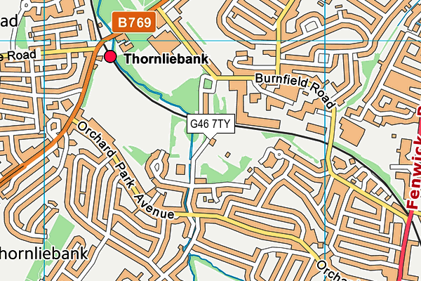 G46 7TY map - OS VectorMap District (Ordnance Survey)