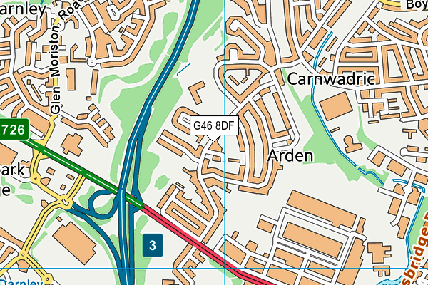 G46 8DF map - OS VectorMap District (Ordnance Survey)