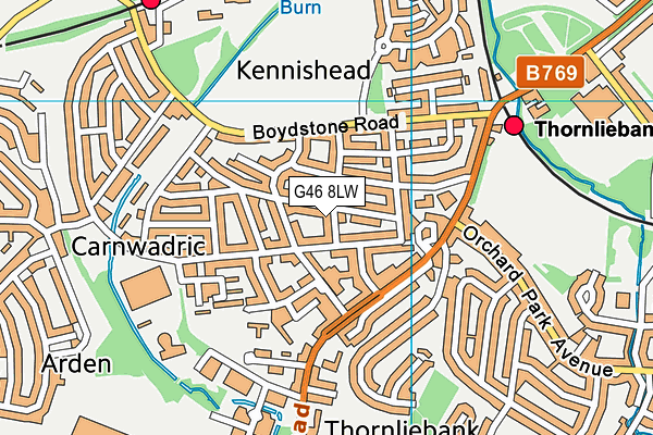 G46 8LW map - OS VectorMap District (Ordnance Survey)