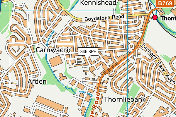 G46 8PE map - OS VectorMap District (Ordnance Survey)
