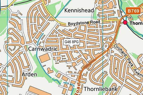 G46 8PG map - OS VectorMap District (Ordnance Survey)