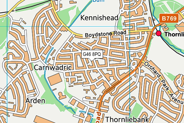 G46 8PQ map - OS VectorMap District (Ordnance Survey)