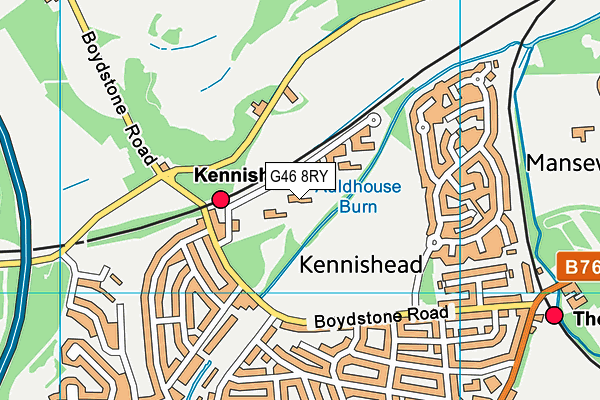 G46 8RY map - OS VectorMap District (Ordnance Survey)