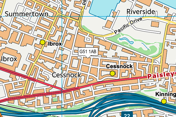 G51 1AB map - OS VectorMap District (Ordnance Survey)