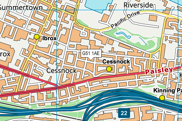 G51 1AE map - OS VectorMap District (Ordnance Survey)