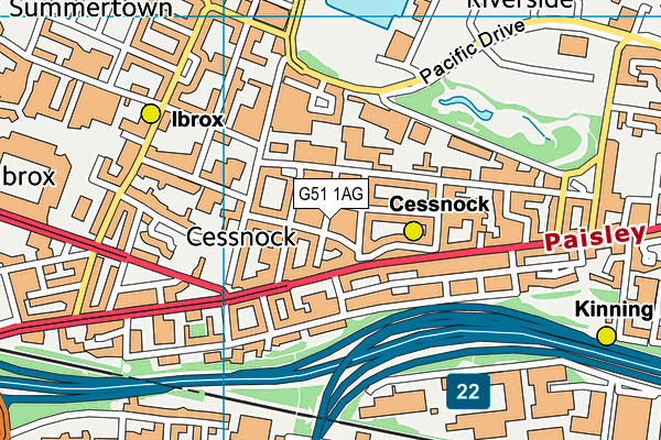 G51 1AG map - OS VectorMap District (Ordnance Survey)