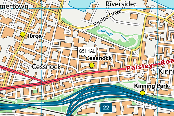 G51 1AL map - OS VectorMap District (Ordnance Survey)