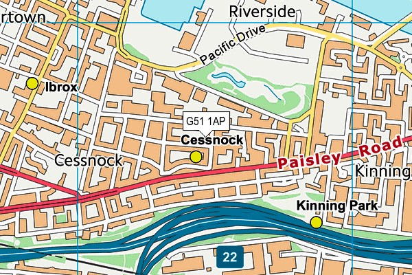 G51 1AP map - OS VectorMap District (Ordnance Survey)