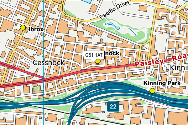 G51 1AT map - OS VectorMap District (Ordnance Survey)