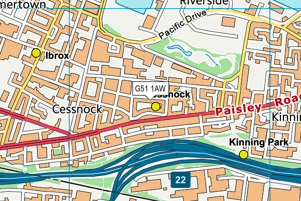 G51 1AW map - OS VectorMap District (Ordnance Survey)