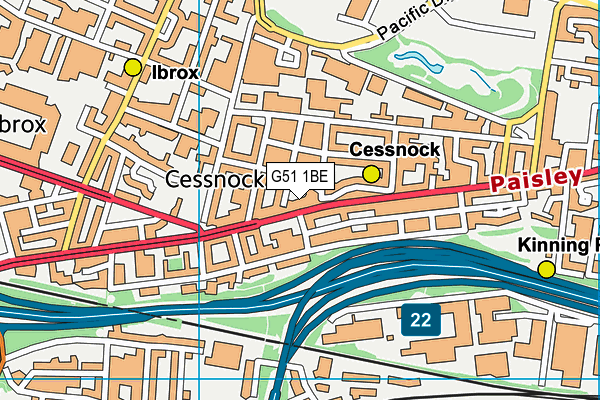 G51 1BE map - OS VectorMap District (Ordnance Survey)