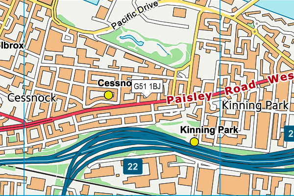 G51 1BJ map - OS VectorMap District (Ordnance Survey)