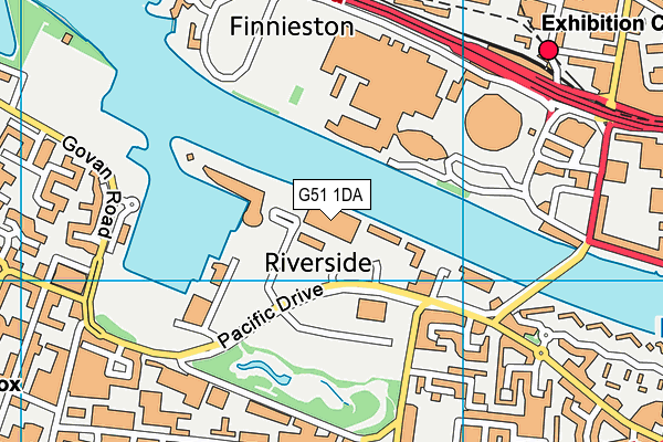 G51 1DA map - OS VectorMap District (Ordnance Survey)