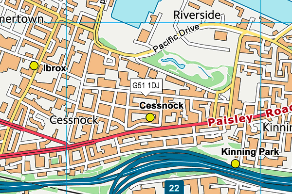 G51 1DJ map - OS VectorMap District (Ordnance Survey)