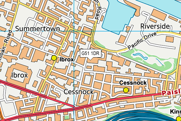 G51 1DR map - OS VectorMap District (Ordnance Survey)