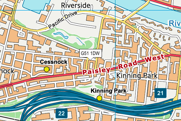 G51 1DW map - OS VectorMap District (Ordnance Survey)