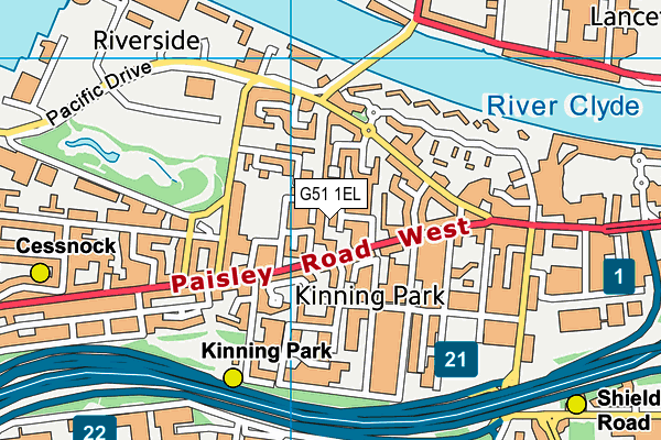 G51 1EL map - OS VectorMap District (Ordnance Survey)