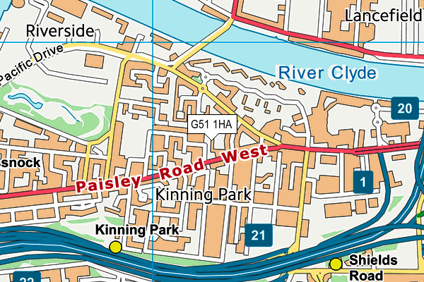 G51 1HA map - OS VectorMap District (Ordnance Survey)