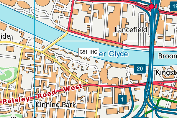 G51 1HG map - OS VectorMap District (Ordnance Survey)