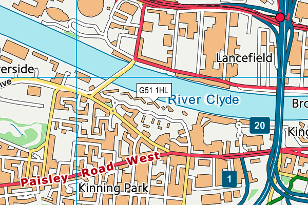 G51 1HL map - OS VectorMap District (Ordnance Survey)