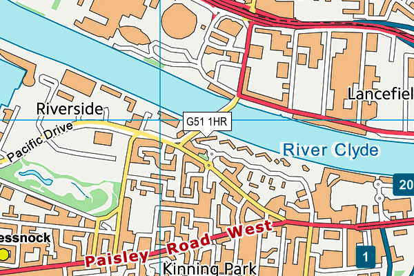 G51 1HR map - OS VectorMap District (Ordnance Survey)