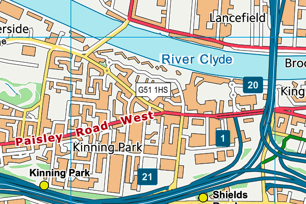 G51 1HS map - OS VectorMap District (Ordnance Survey)