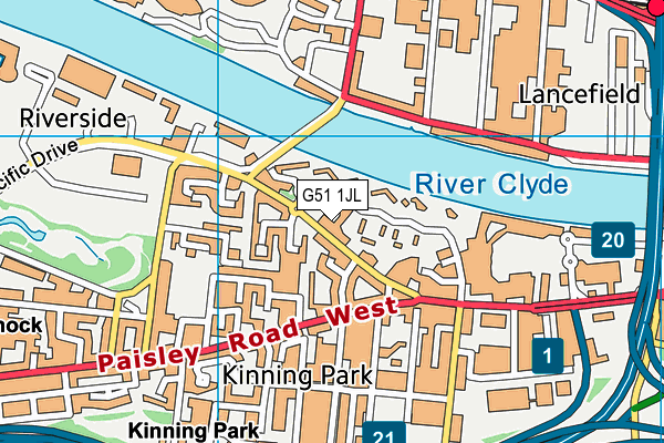 G51 1JL map - OS VectorMap District (Ordnance Survey)