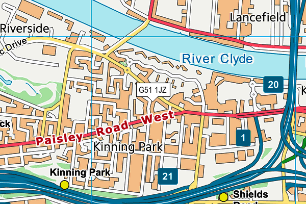 G51 1JZ map - OS VectorMap District (Ordnance Survey)