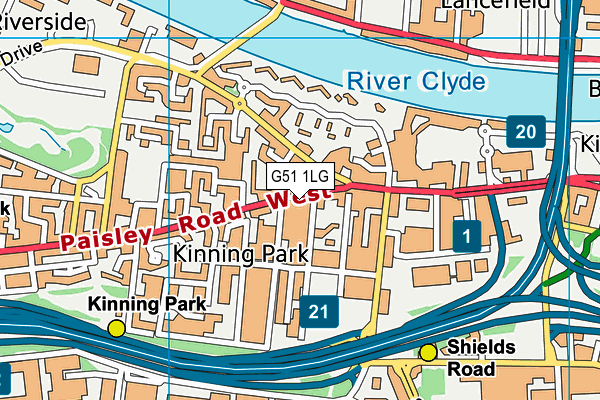 G51 1LG map - OS VectorMap District (Ordnance Survey)