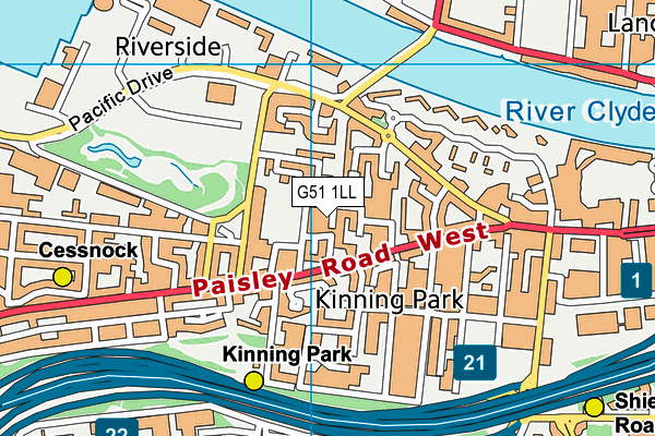 G51 1LL map - OS VectorMap District (Ordnance Survey)