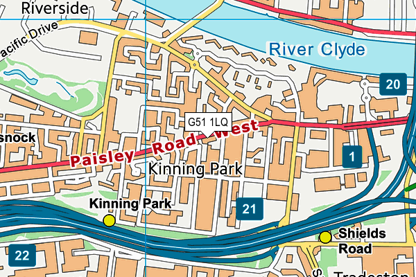 G51 1LQ map - OS VectorMap District (Ordnance Survey)