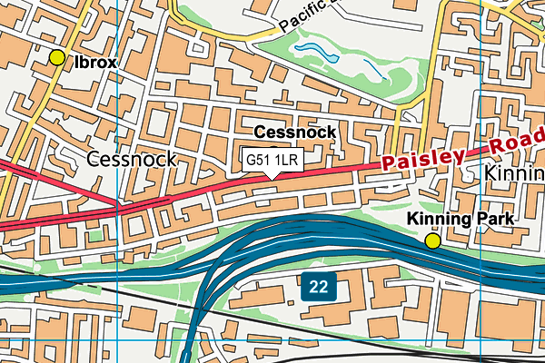 G51 1LR map - OS VectorMap District (Ordnance Survey)