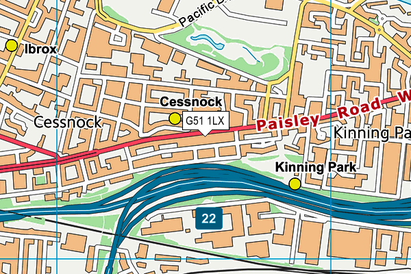 G51 1LX map - OS VectorMap District (Ordnance Survey)