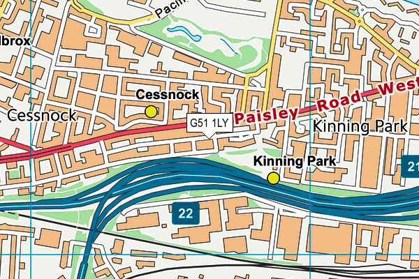 G51 1LY map - OS VectorMap District (Ordnance Survey)