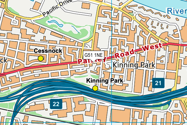 G51 1NE map - OS VectorMap District (Ordnance Survey)