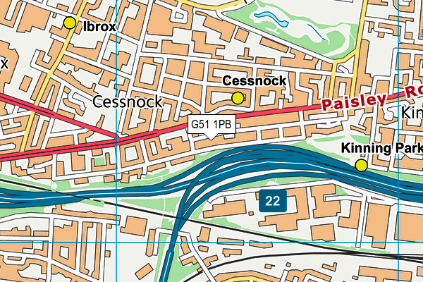 G51 1PB map - OS VectorMap District (Ordnance Survey)